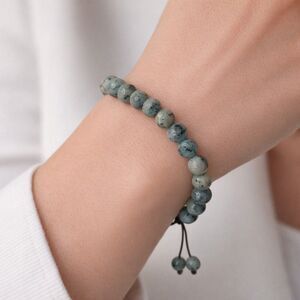 Natural Kiwi Jasper 8mm 7.5” Crystal Healing Adjustable Bracelet